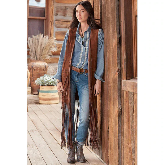 Retro Vintage Western 1970s Suède Vest Hippie Cowgirl Tassel Franje Effen Kleur Dames Maskerade Casual Dagelijks Vrijgezellenfeest Volwassenen Vest Alle Seizoenen