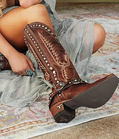 1970s Schoenen Western Laars Vierkante Neus Hippie Cowboy Dames Maskerade Feest / Avond Pride Parade Pride Month Volwassenen Schoenen