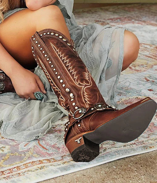 1970s Schoenen Western Laars Vierkante Neus Hippie Cowboy Dames Maskerade Feest / Avond Pride Parade Pride Month Volwassenen Schoenen