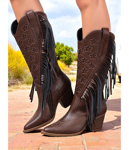 1970s Schoenen Western Laars Vierkante Neus Hippie Cowboy Dames Maskerade Feest / Avond Pride Parade Pride Month Volwassenen Schoenen