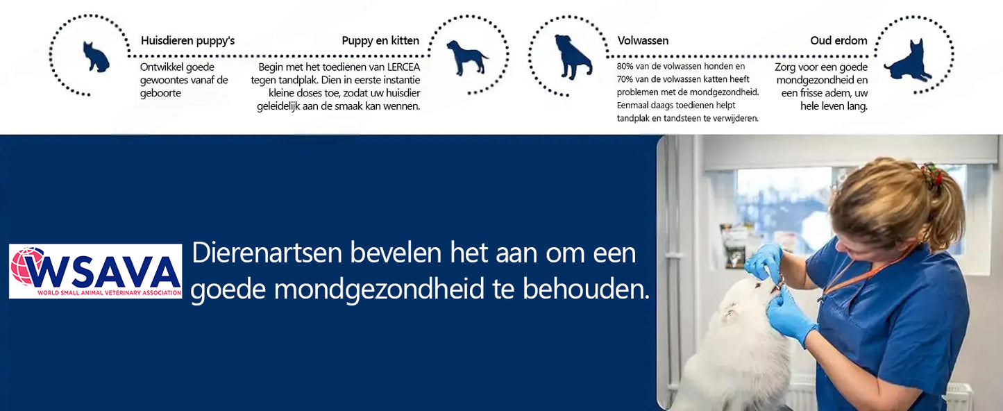 [Officiële Store] 🐶🥇 LERCEA® Orale Vloeistof voor Gebit & Spijsvertering – Tandreiniging, frissere adem, verwijdert tandplak, ondersteunt de regeneratie van tandvlees🐈 (voor katten & honden)