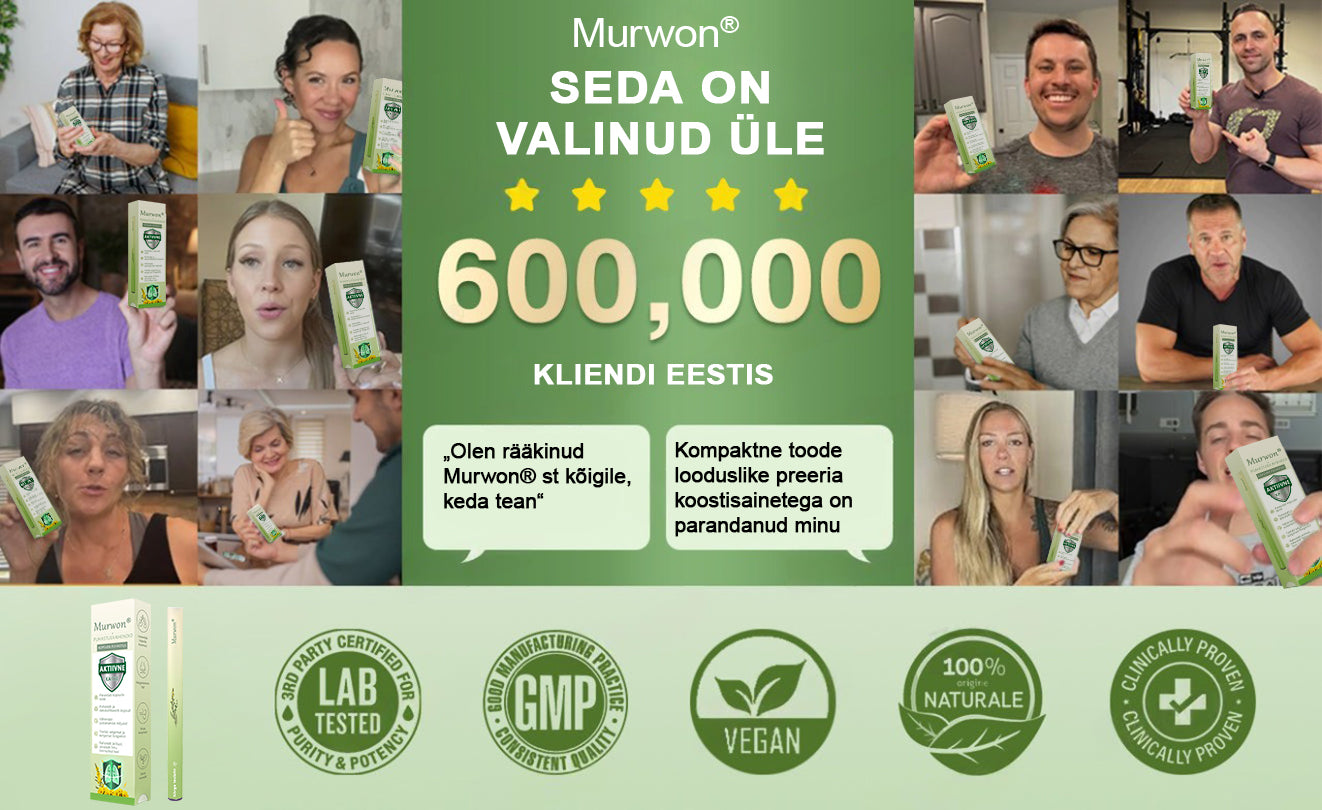 Tipptasemel eesti toode koduse kohaletoimetamisega 🥇 Murwon® taimne aurinhalaator kopsude puhastamiseks 🍍 Tõhus abi köha, kurgupõletiku, hingamisraskuste, lima, nohu, bronhiidi ja allergiate korral ❤️