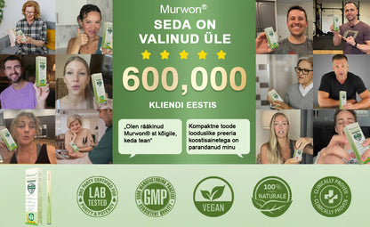 Tipptasemel eesti toode koduse kohaletoimetamisega 🥇 Murwon® taimne aurinhalaator kopsude puhastamiseks 🍍 Tõhus abi köha, kurgupõletiku, hingamisraskuste, lima, nohu, bronhiidi ja allergiate korral ❤️