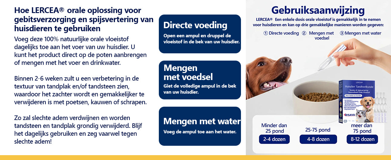 [Officiële Store] 🐶🥇 LERCEA® Orale Vloeistof voor Gebit & Spijsvertering – Tandreiniging, frissere adem, verwijdert tandplak, ondersteunt de regeneratie van tandvlees🐈 (voor katten & honden)
