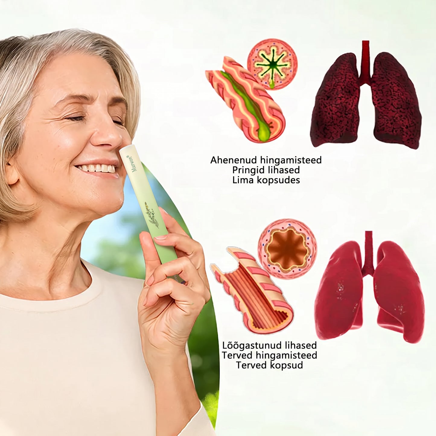 Tipptasemel eesti toode koduse kohaletoimetamisega 🥇 Murwon® taimne aurinhalaator kopsude puhastamiseks 🍍 Tõhus abi köha, kurgupõletiku, hingamisraskuste, lima, nohu, bronhiidi ja allergiate korral ❤️