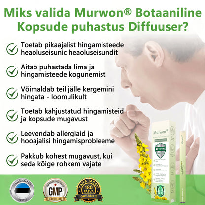 Tipptasemel eesti toode koduse kohaletoimetamisega 🥇 Murwon® taimne aurinhalaator kopsude puhastamiseks 🍍 Tõhus abi köha, kurgupõletiku, hingamisraskuste, lima, nohu, bronhiidi ja allergiate korral ❤️